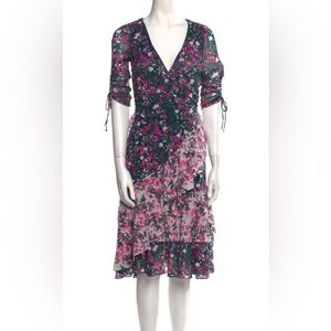 Diane Von Furstenberg Pink and Green Floral Midi Dress